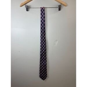 MICHAEL KORS Plaid Silk Tie Adjustable Necktie Designer Luxury Men’s Magenta